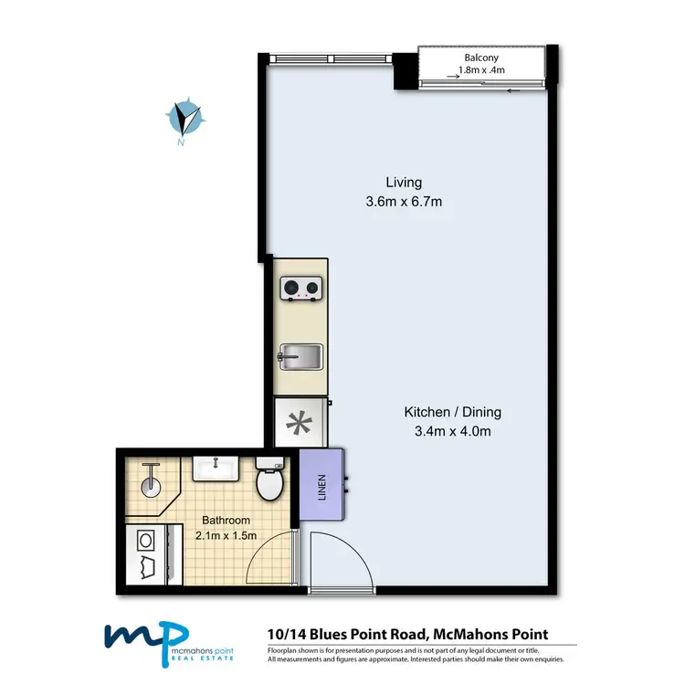 Floorplan of Homely studio listing, 10/14 Blues Point Road, Mcmahons Point NSW 2060