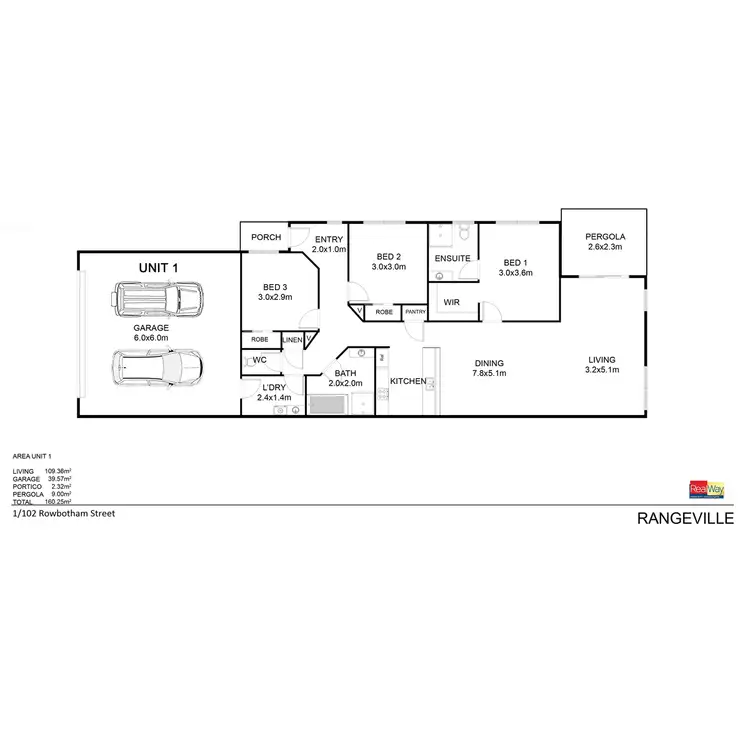 Floorplan of Homely unit listing, 1/102 Rowbotham Street, Rangeville QLD 4350