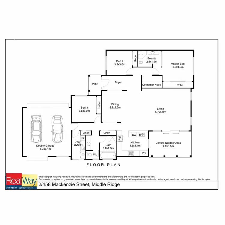 Floorplan of Homely unit listing, 2/458 Mackenzie Street, Middle Ridge QLD 4350