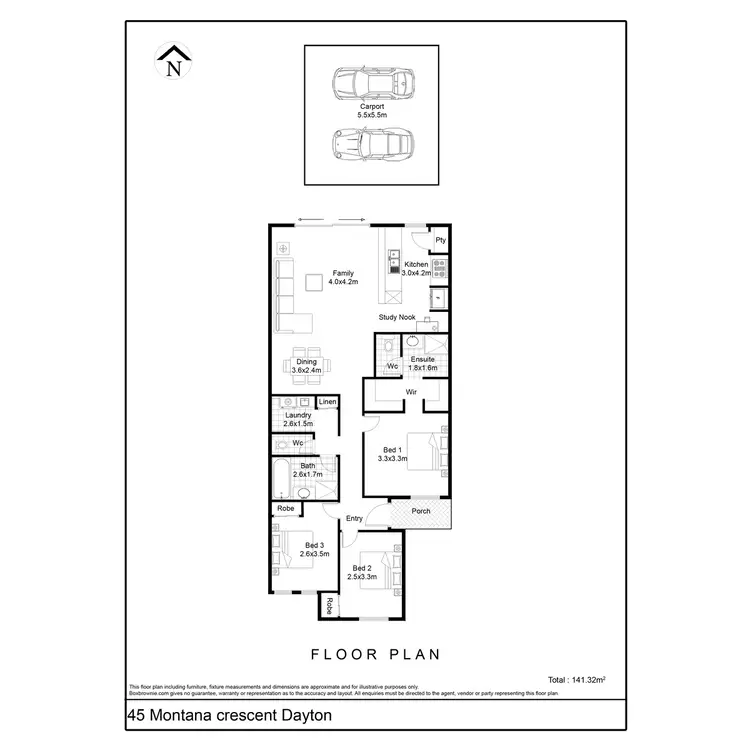Floorplan of Homely house listing, 45 Montana Crescent, Dayton WA 6055