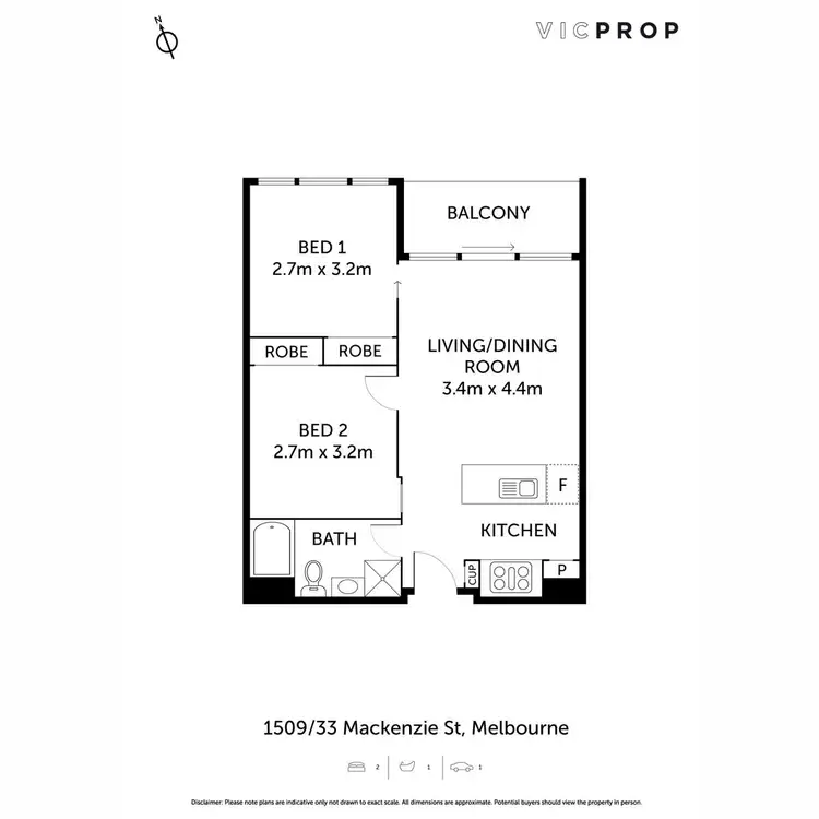 Floorplan of Homely apartment listing, 1509/33 MacKenzie Street, Melbourne VIC 3000