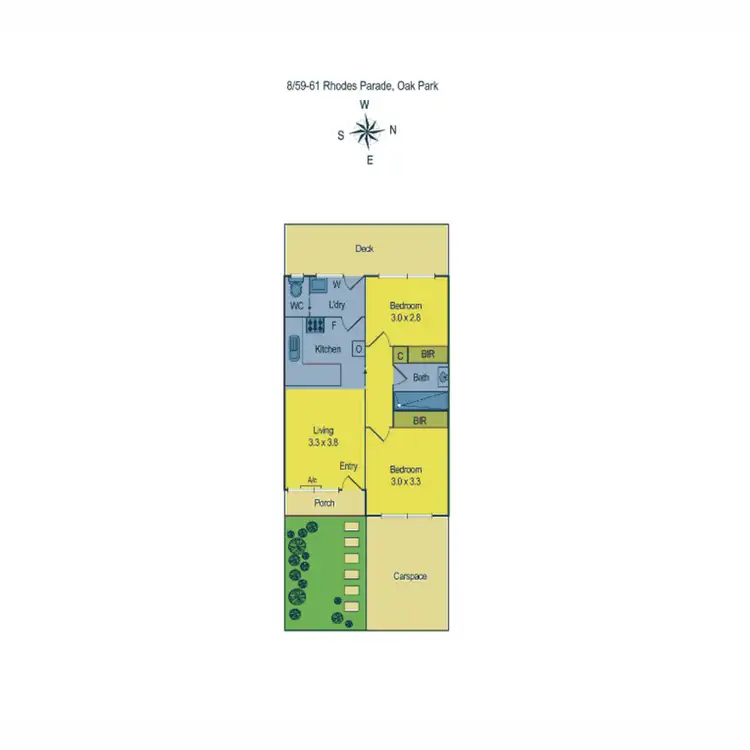 Floorplan of Homely unit listing, 8/59-61 Rhodes Parade, Oak Park VIC 3046