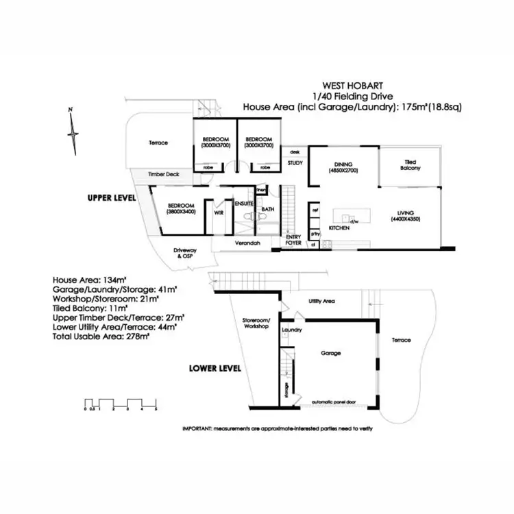 Floorplan of Homely townhouse listing, 1/40 Fielding Drive, West Hobart TAS 7000