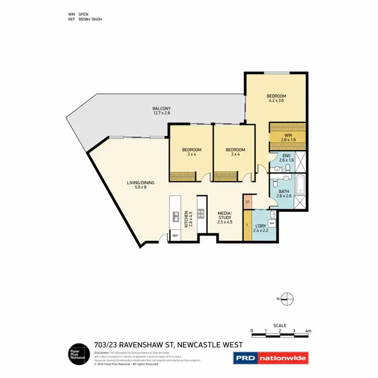 Floorplan of Homely apartment listing, 703/23 Ravenshaw Street, Newcastle West NSW 2302