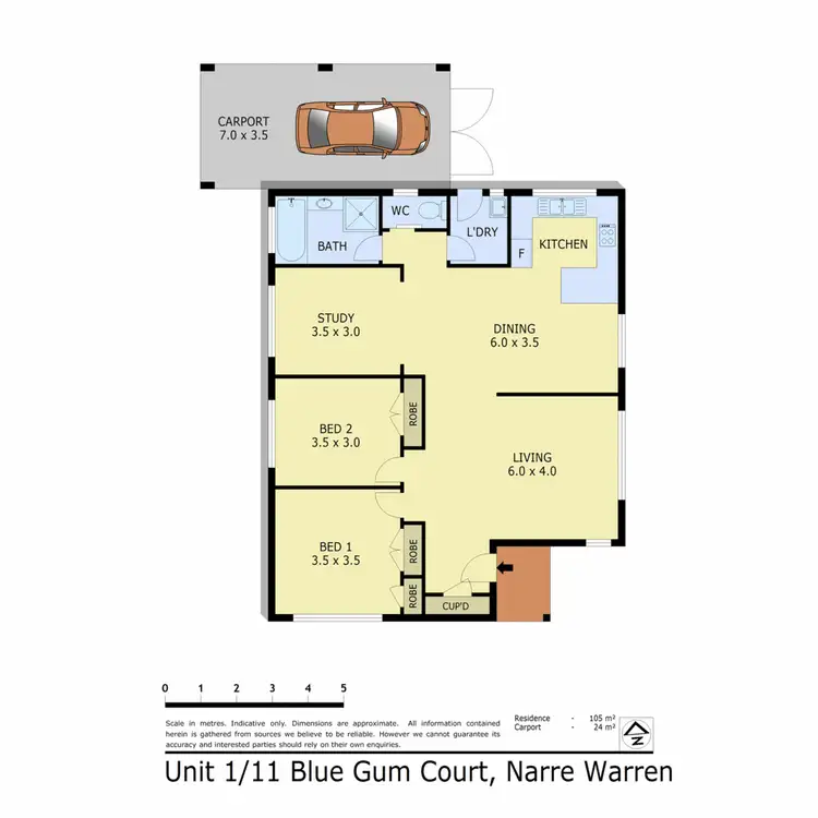 Floorplan of Homely unit listing, 1/11 Bluegum Court, Narre Warren VIC 3805