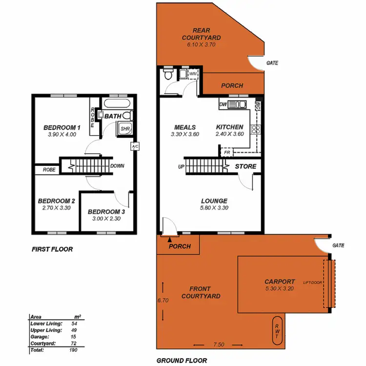 Floorplan of Homely townhouse listing, 3/8 Joy Street, Ascot Park SA 5043