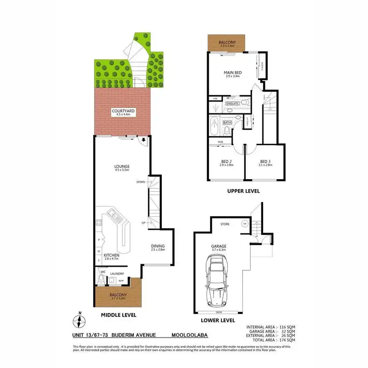 Floorplan of Homely townhouse listing, 13/67-73 Buderim Avenue, Mooloolaba QLD 4557