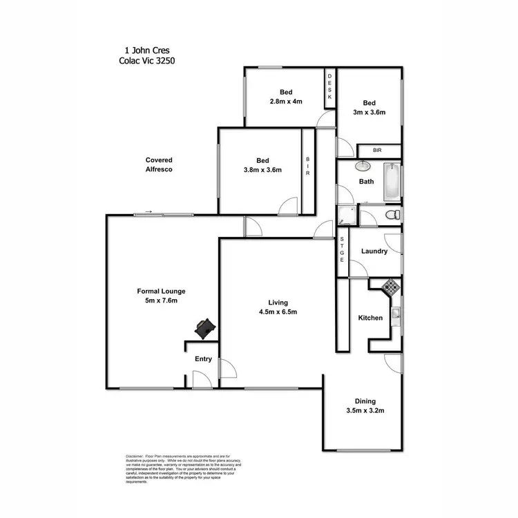 Floorplan of Homely house listing, 1 John Crescent, Colac VIC 3250