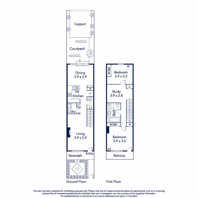 Floorplan of Homely townhouse listing, 47A Eastwood Street, Kensington VIC 3031