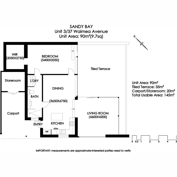 Floorplan of Homely unit listing, 3/37 Waimea Avenue, Sandy Bay TAS 7005