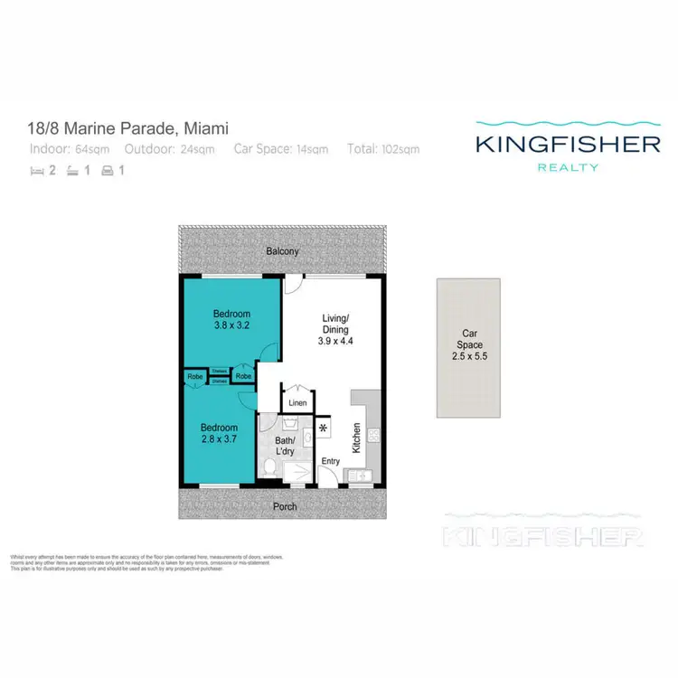 Floorplan of Homely apartment listing, 18/8 Marine Parade, Miami QLD 4220
