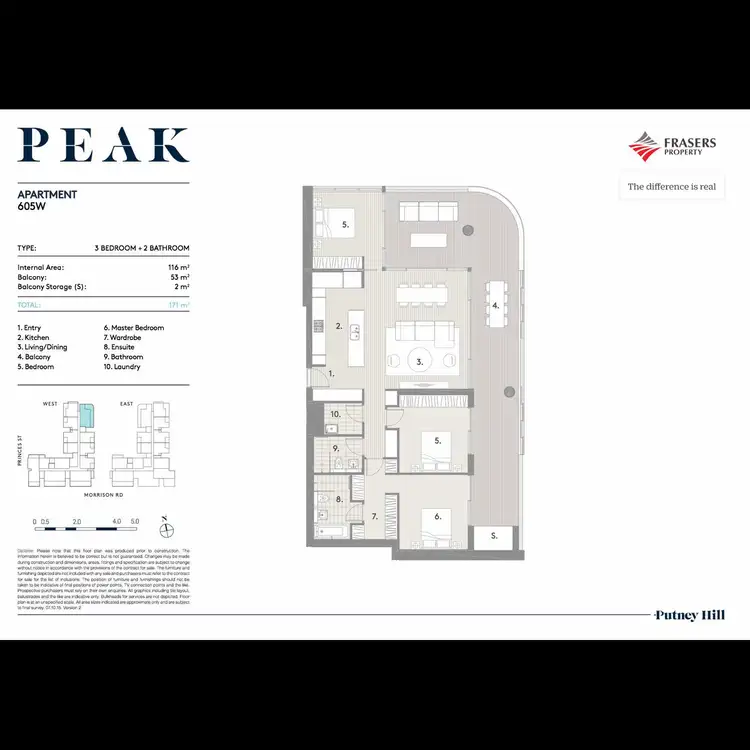 Floorplan of Homely apartment listing, 605W/245 Morrison Road, Ryde NSW 2112