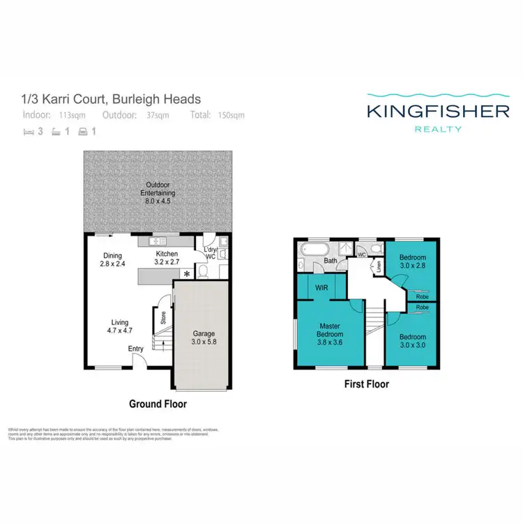 Floorplan of Homely townhouse listing, 1/3 Karri Court, Burleigh Heads QLD 4220