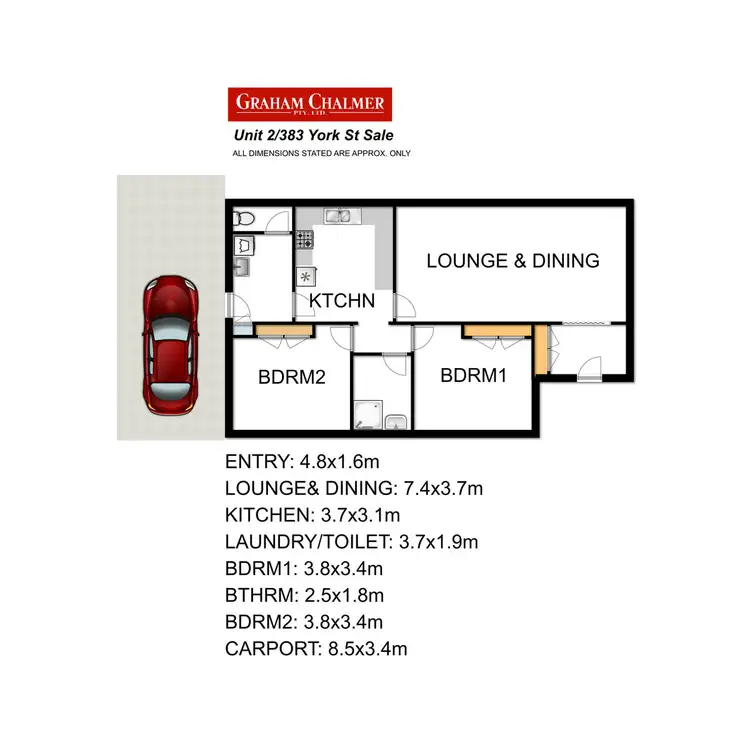 Floorplan of Homely unit listing, 2/383 York Street, Sale VIC 3850