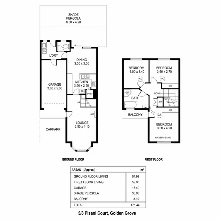 Floorplan of Homely townhouse listing, 5/8 Pisani Court, Golden Grove SA 5125