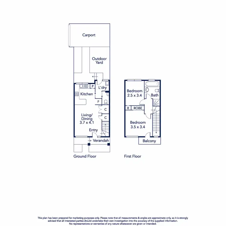 Floorplan of Homely townhouse listing, 14H Calwell Street, Kensington VIC 3031