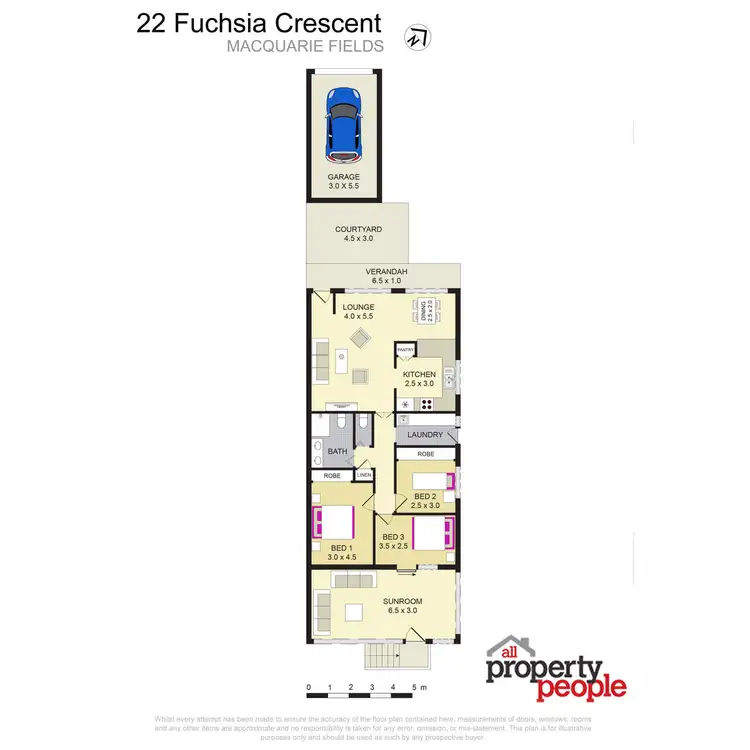 Floorplan of Homely semi-detached listing, 22 Fuchsia Crescent, Macquarie Fields NSW 2564