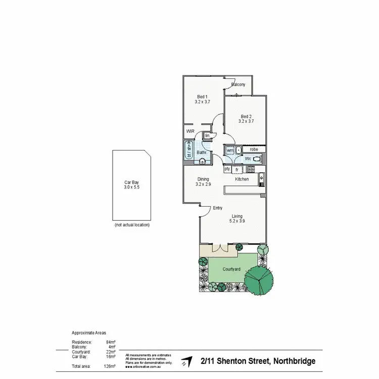 Floorplan of Homely unit listing, 2/11 Shenton Street, Northbridge WA 6003