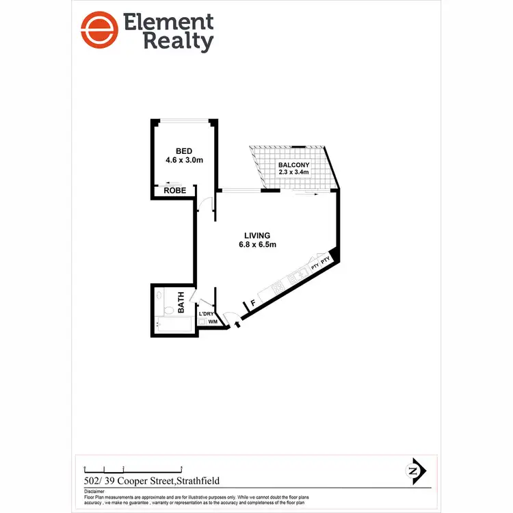 Floorplan of Homely apartment listing, 502/39 Cooper Street, Strathfield NSW 2135