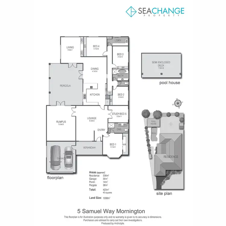Floorplan of Homely house listing, 5 Samuel Way, Mornington VIC 3931