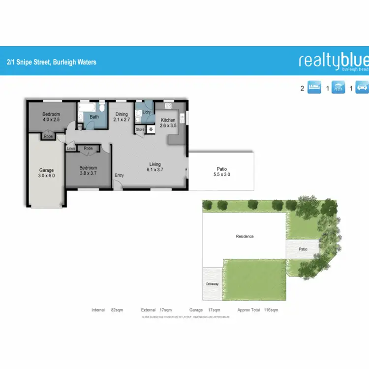 Floorplan of Homely semi-detached listing, 2/1 Snipe Street, Miami QLD 4220