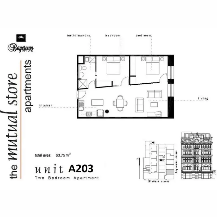 Floorplan of Homely apartment listing, 203/9 Degraves Street, Melbourne VIC 3000