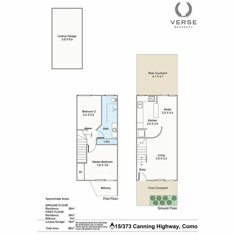 Floorplan of Homely townhouse listing, 15/373 Canning Highway, Como WA 6152