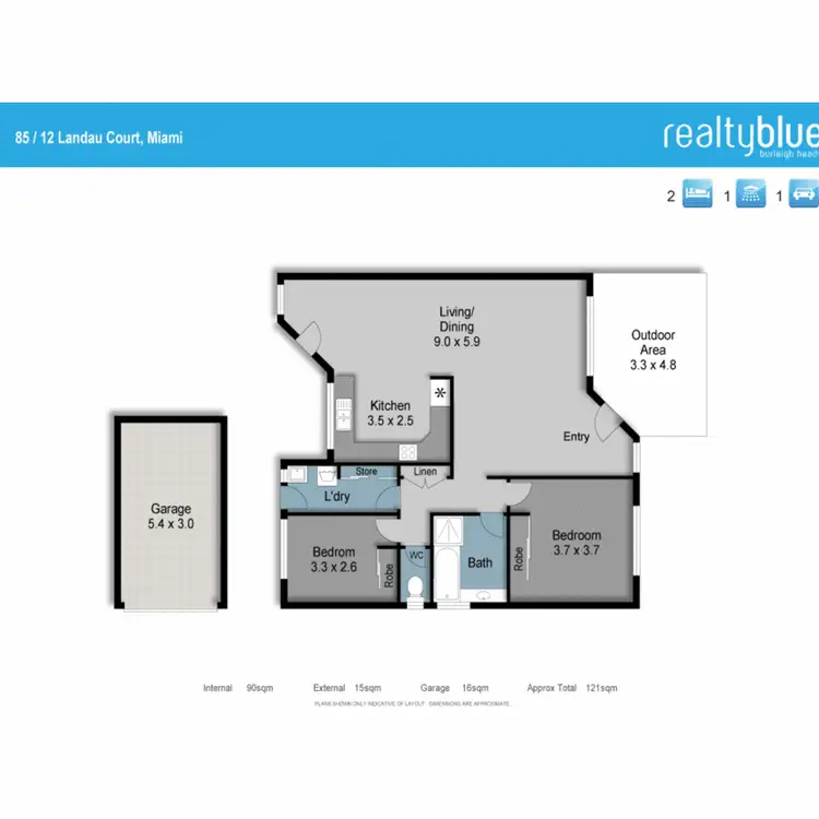 Floorplan of Homely villa listing, 85/12 Landau Court, Miami QLD 4220