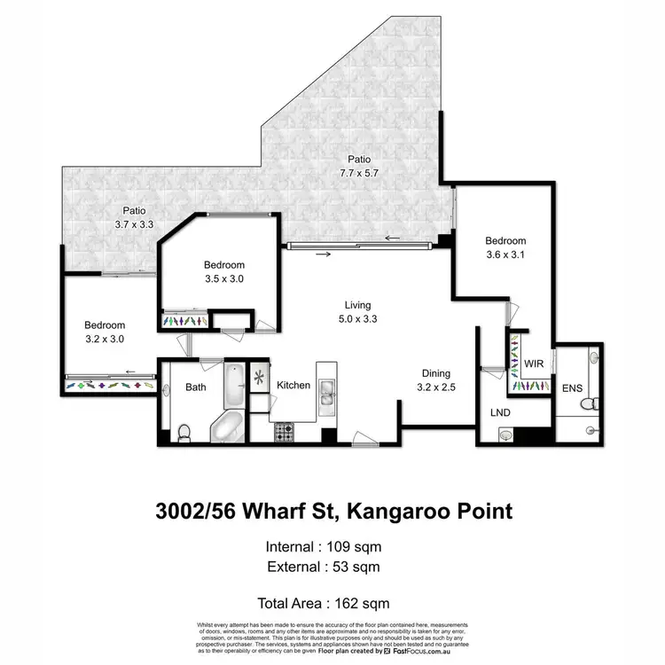 Floorplan of Homely apartment listing, 3002/56 Wharf Street, Kangaroo Point QLD 4169