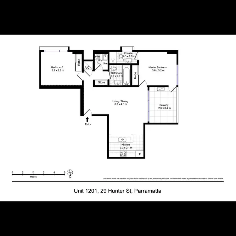 Floorplan of Homely apartment listing, 1201/29 Hunter Street, Parramatta NSW 2150