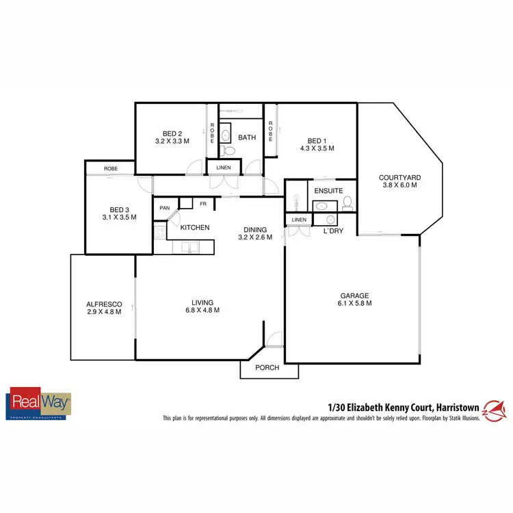 Floorplan of Homely unit listing, 1/30 Elizabeth Kenny Court, Harristown QLD 4350