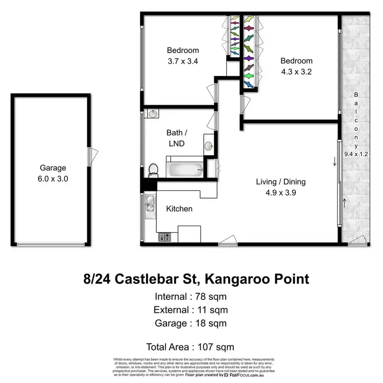 Floorplan of Homely apartment listing, 8/24 Castlebar Street, Kangaroo Point QLD 4169