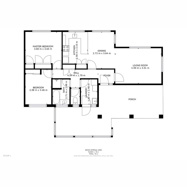 Floorplan of Homely unit listing, 1/4 Atherton Avenue, West Moonah TAS 7009