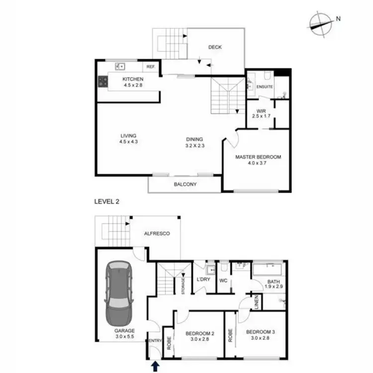 Floorplan of Homely townhouse listing, 2/282 Main Road, Toukley NSW 2263