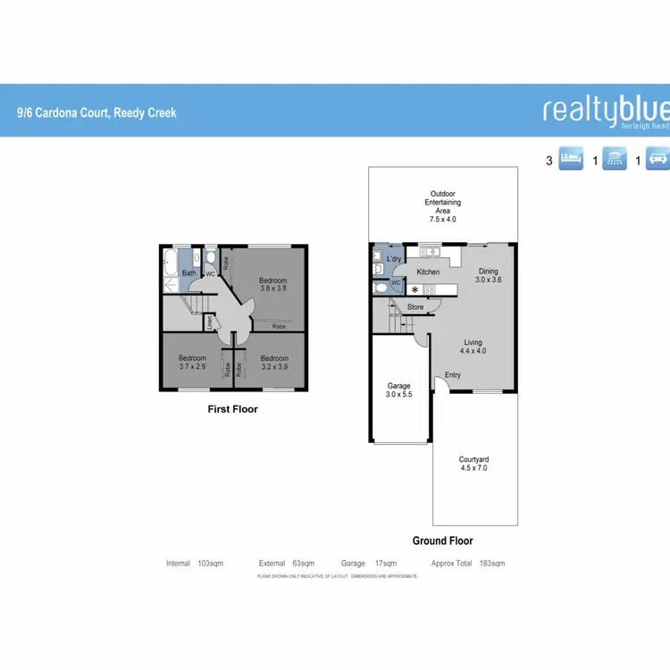 Floorplan of Homely semi-detached listing, 9/6 Cardona Court, Reedy Creek QLD 4227