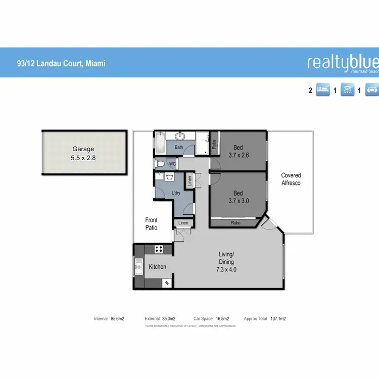 Floorplan of Homely villa listing, 93/12 Landau Court, Miami QLD 4220