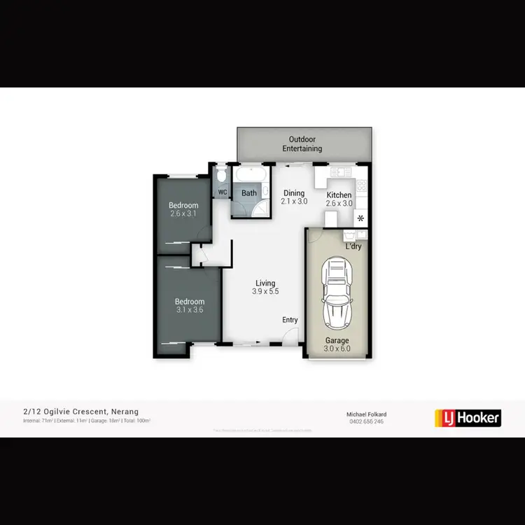Floorplan of Homely semi-detached listing, 2/12 Ogilvie Crescent, Nerang QLD 4211