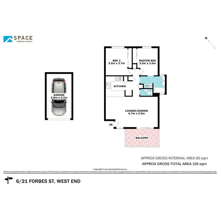 Floorplan of Homely unit listing, 6/21 Forbes Street, West End QLD 4101