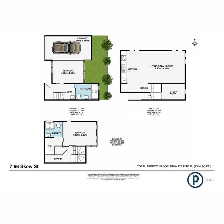 Floorplan of Homely townhouse listing, 7/66 Skew Street, Sherwood QLD 4075
