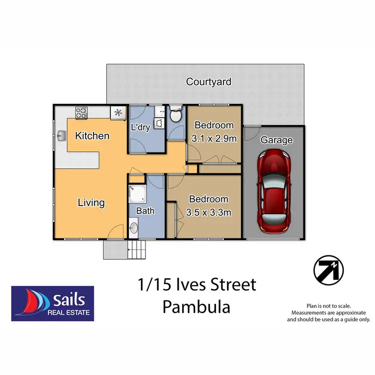 Floorplan of Homely unit listing, 1/15 Ives Street, Pambula NSW 2549