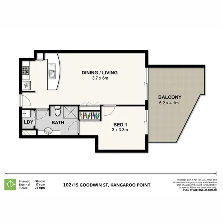 Floorplan of Homely apartment listing, 102/15 Goodwin Street, Kangaroo Point QLD 4169