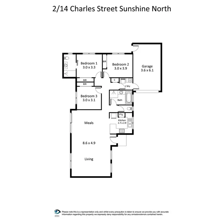 Floorplan of Homely unit listing, 2/14 Charles Street, Sunshine North VIC 3020