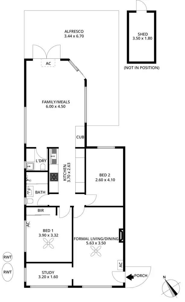 Floorplan of Homely semi-detached listing, 40B Alfred Road, West Croydon SA 5008