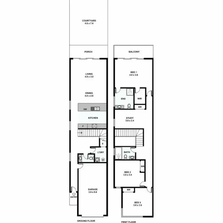 Floorplan of Homely townhouse listing, 13 Pratt Lane, Clarkson WA 6030
