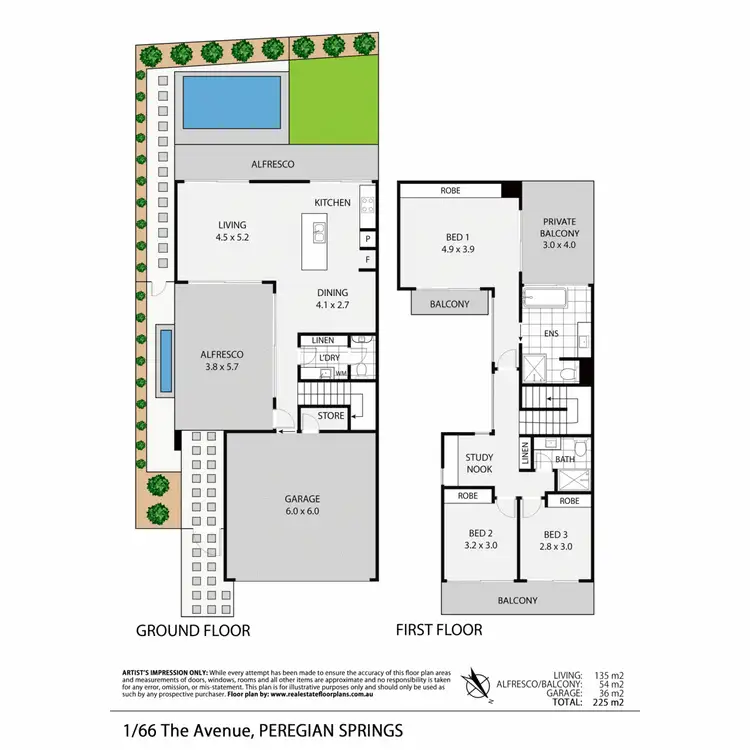 Floorplan of Homely townhouse listing, 1/66 The Avenue, Peregian Springs QLD 4573