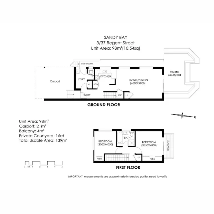 Floorplan of Homely townhouse listing, 3/37 Regent Street, Sandy Bay TAS 7005