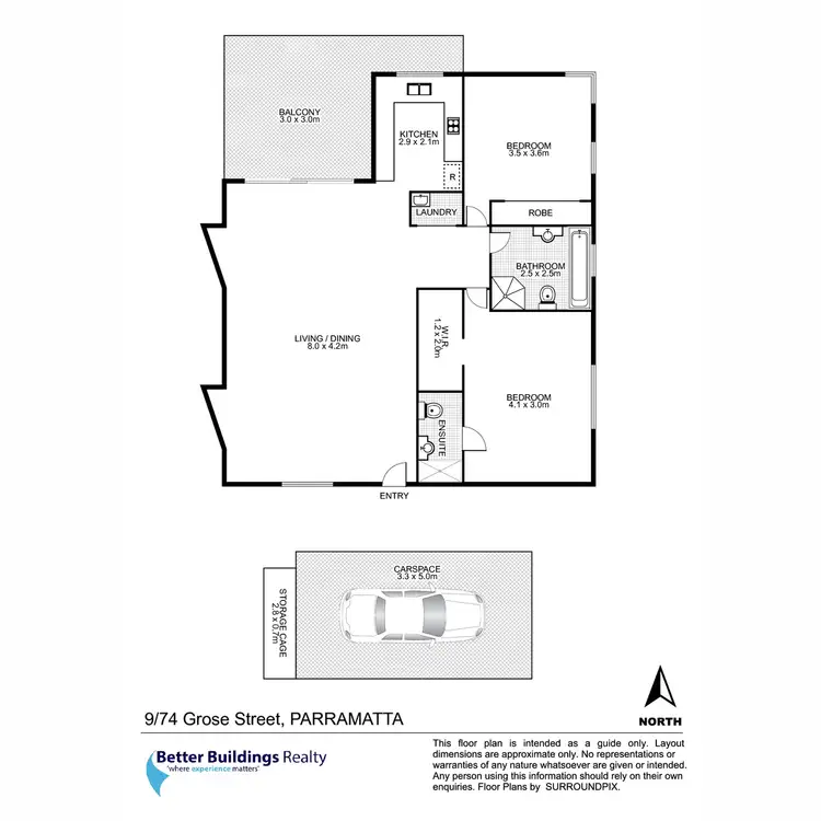 Floorplan of Homely apartment listing, 9/74 Grose Street, North Parramatta NSW 2151