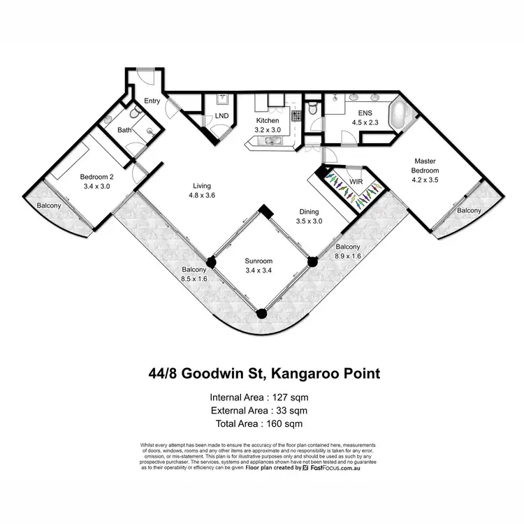 Floorplan of Homely apartment listing, 44/8 Goodwin Street, Kangaroo Point QLD 4169