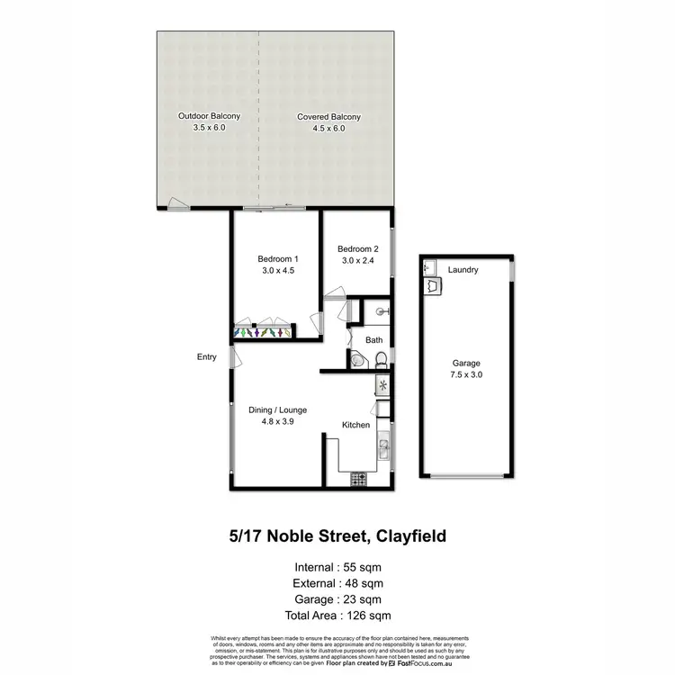 Floorplan of Homely apartment listing, 5/17 Noble Street, Clayfield QLD 4011