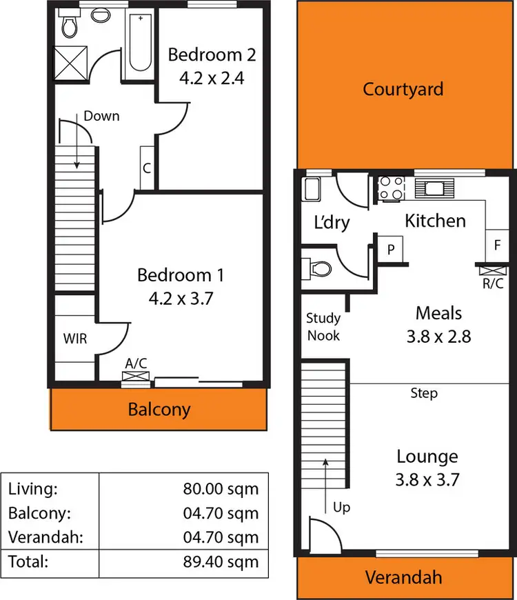 Floorplan of Homely townhouse listing, 4/9 O G Road, Klemzig SA 5087